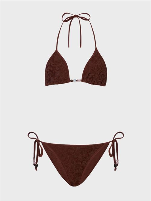 Gina triangle bikini with beads and adjustable ties HUNZA G | GINA24